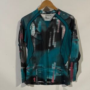Salomon Teal and Black Long Sleeve Athletic Top